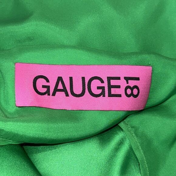 GAUGE81 Shiori Draped Silk Mini Dress Apple Green Medium - Picture 13 of 15
